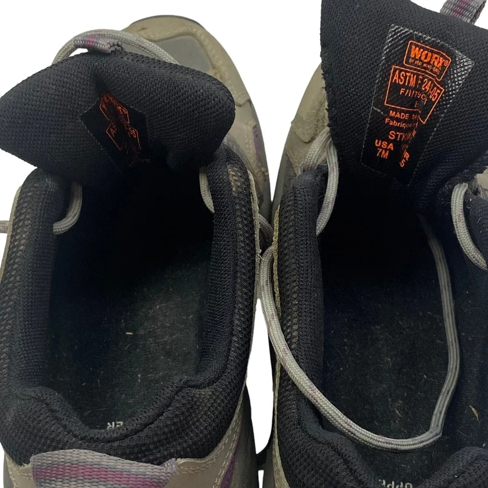 WORX Women Steel Toe Shoes Size 7 Gray Purple Red‎ Work Hiking Sneakers